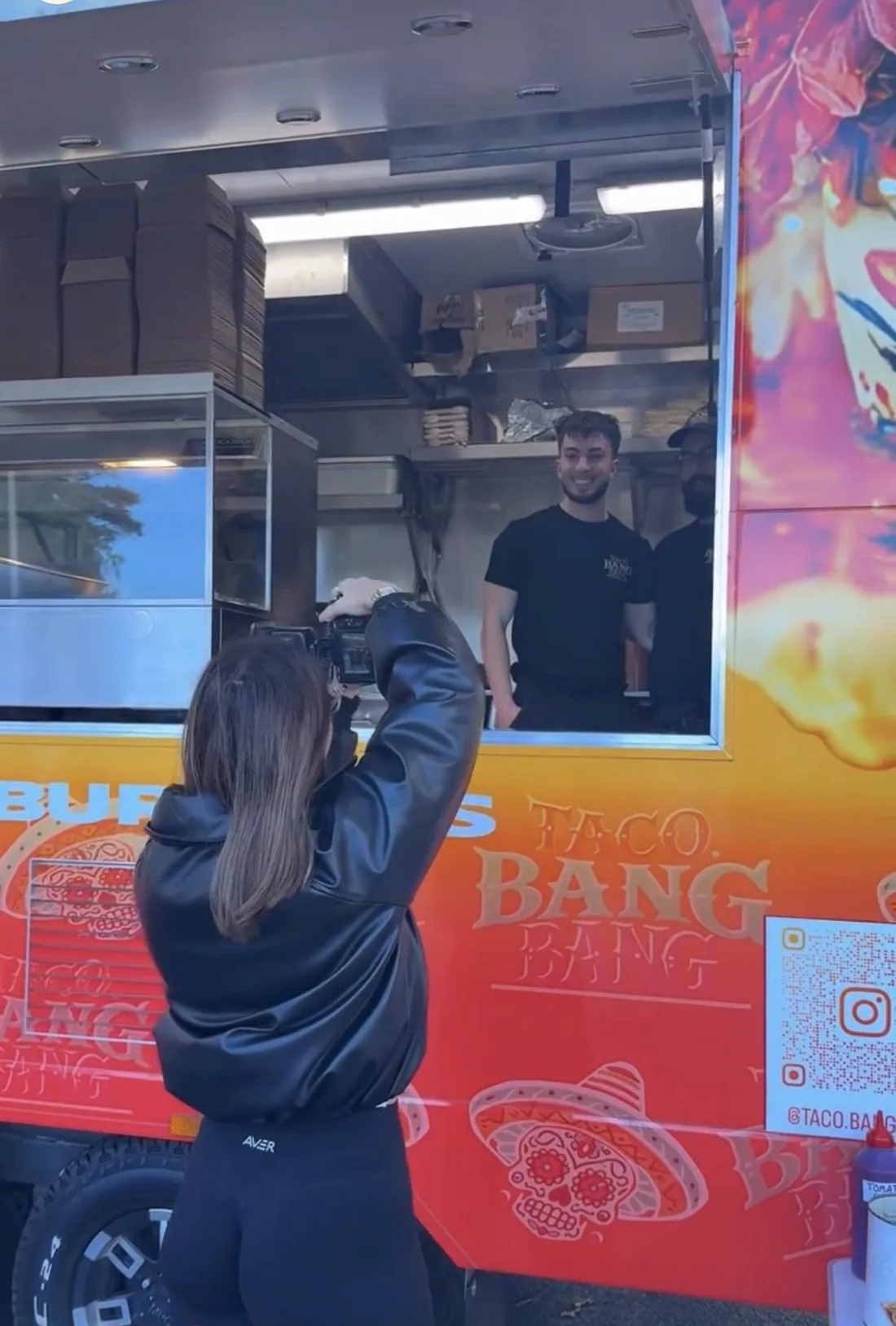 Filming a taco truck team